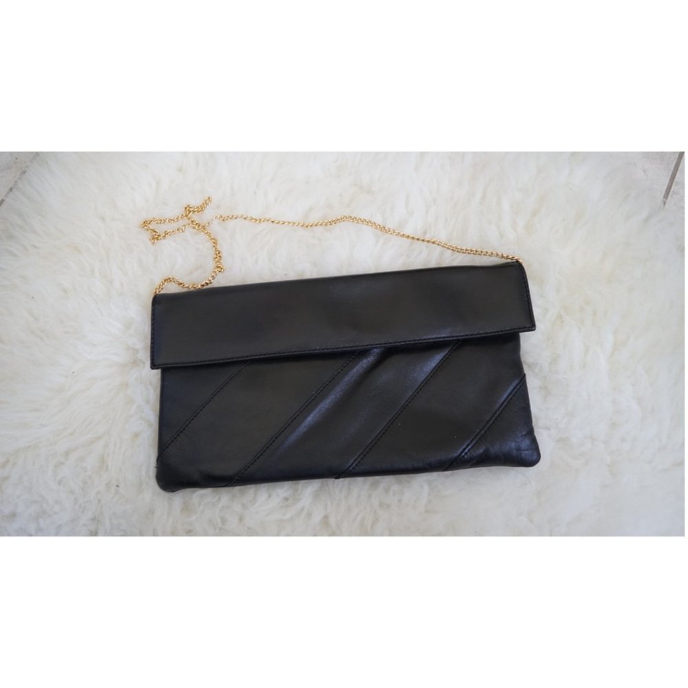 Vintage Black Leather Clutch